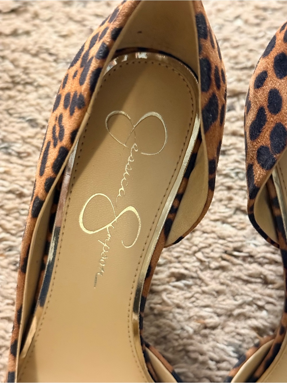 Jessica Simpson Leopard Print Pointed-Toe Pumps - Tan/Black - Picture 2 of 6